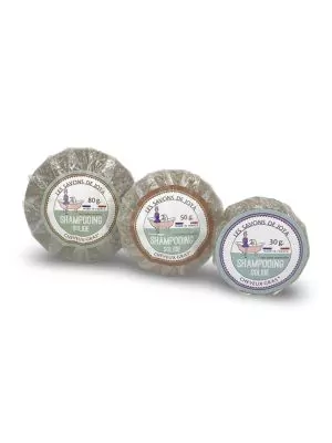 Trio de shampoing solide sans huiles essentiels pour cheveux gras de 80, 50 et 30 grammes.